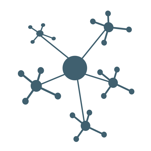 Graphic representing a network with exchange.